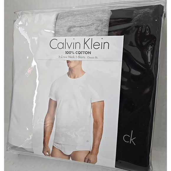 Calvin Klein Men's T-Shirts 3pk Crew Neck Undershirt XL Classic Cotton 2014 NEW - Picture 1 of 4